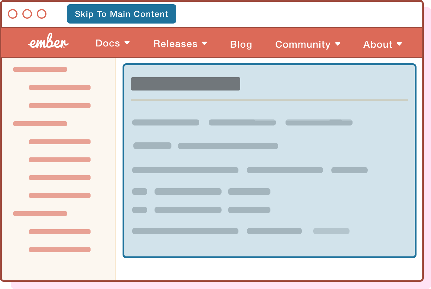 Skip Main Content Example A visual representation of how the skip link works in the browser